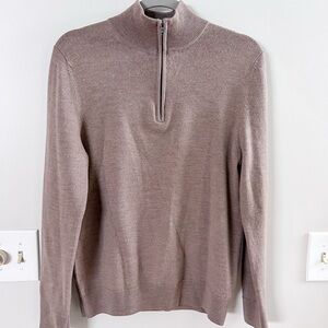 Express Merino Wool Men's Brown Zip-Up Sweater